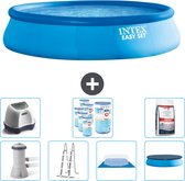 Intex Rond Opblaasbaar Easy Set Zwembad - 457 x 107 cm - Blauw - Inclusief Pomp - Ladder - Grondzeil - Afdekzeil Zoutwatersysteem - Filters - Zwembadzout