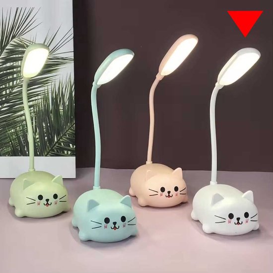 LED Kinder Dieren Bureaulamp - Wit - Huisdierlampje - Nachtlamp - USB oplaadbaar - Kinderlamp - Reislamp - Nachtlamp - Bureaulamp - Zacht licht