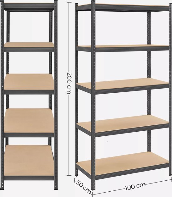 KESSER® Set of 3 metal storage racks, shelving system, 1 corner shelf and 2 storage shelves, 15 shelves, MDF boards, 2620 kg, workshop rack, basement rack, garage, heavy duty shelving, wall shelf
