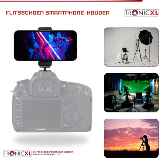 Foto: Tronicxl flitsschoen smartphonehouder voor uw camerabevestiging smartphone en geschikt voor iphone mobiele telefoonhouder statiefadapter coldshoe mount universeel voor 1 4 inch