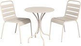 MYLIA Tuineethoek van metaal - Een tafel D60 cm en 2 opstapelbare stoelen - Beige - MIRMANDE van MYLIA L 60 cm x H 79 cm x D 60 cm
