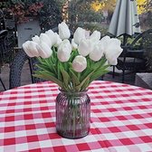 24 pièces Fleurs artificielles fausse Bloem tulipe Latex vraie touche pour DIY Bouquets Fête de mariage nuptiale Bébé Douche Decor à la Home Wit