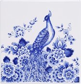 Tuile Paon | Bleu de Delft | Heinen Delft Bleu | Souvenir | 13 x 13 cm
