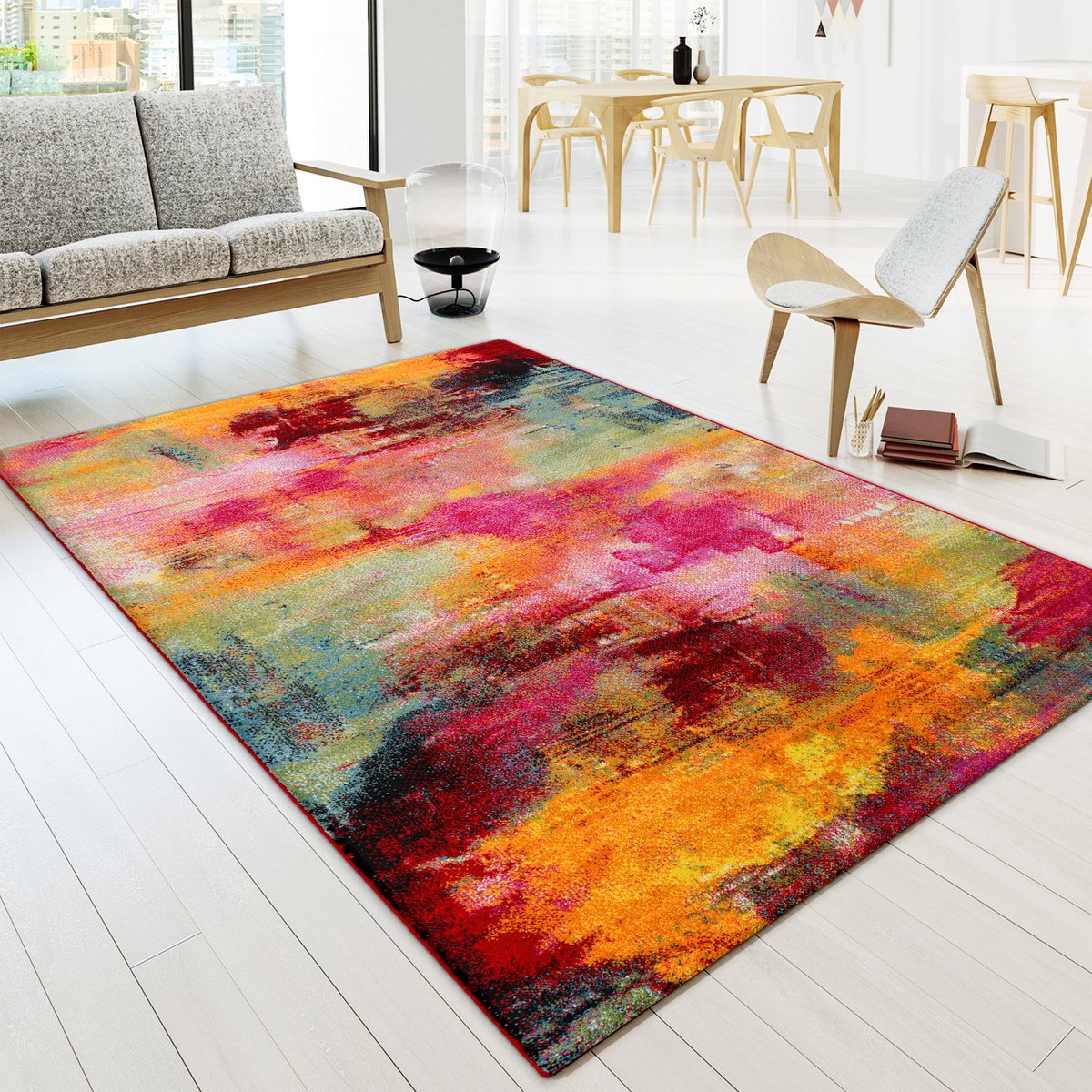 Paco Home Vloerkleed Woonkamer Laagpolig Modern Vintage Patroon Abstract Veelkleurig 160x230 cm