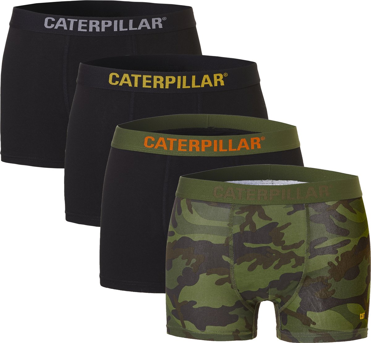 CAT Heren Boxershorts Zwart / Camouflage Groen 4-Pack - Maat 3XL