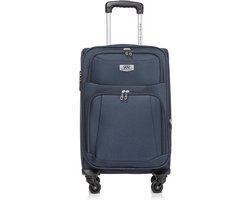 Merkloos Dubai Abudabi Handbagage Koffer - 55 cm - 42/46 Liter - Expandable - Blauw