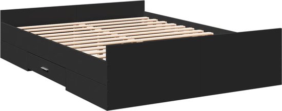 vidaXL - Bedframe - met - lades - bewerkt - hout - zwart - 120x200 - cm