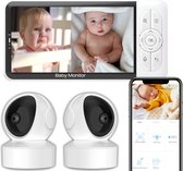 iNeedy Apy 2024 Babyfoon 2 caméras et application - Moniteurs de bébé - Bébé - machine à bruit blanc - Écran partagé - 5 pouces