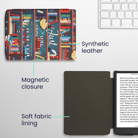 kwmobile e-reader hoesje geschikt voor Pocketbook InkPad 4 / Color 3 / Color 2 / Vivlio InkPad 4 / InkPad Color 3 hoes - E reader flip case met magnetische sluiting - Ereader cover - bibliotheek design in meerkleurig van kwmobile — afbeelding 4