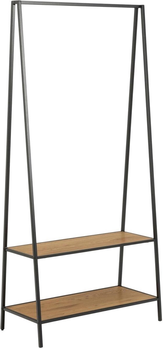 Giga Living Kledingrek Varven - Zwart/Naturel Staal - 37x77x165cm