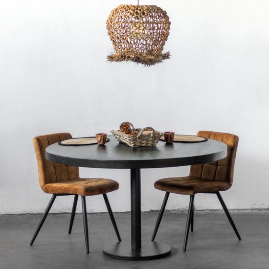Table à manger Ronde - Zwart - Manguier - 130cm - Table Dinand - Giga Meubel