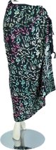 Om Namaste Sarong Pareo Sauna Towel Wrap Dress - 106 - Zwart avec des Fleurs vertes et roses