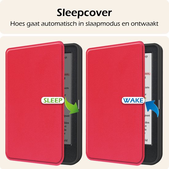 Hoesje Geschikt voor Kobo Clara Colour Hoes Book Case - Hoes Geschikt voor Kobo Clara Colour Hoesje Book Cover - Rood van Hoesje  — afbeelding 5