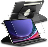 ebestStar - Hoes voor Samsung Galaxy Tab S9, 5G, Roterende Etui, 360° Draaibare hoesje, Zwart + Gehard Glas
