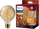 Philips Deco LED - WarmGlow - 50W - Culot E27 - Forme lampe Globe G95 - Lampe Ambre