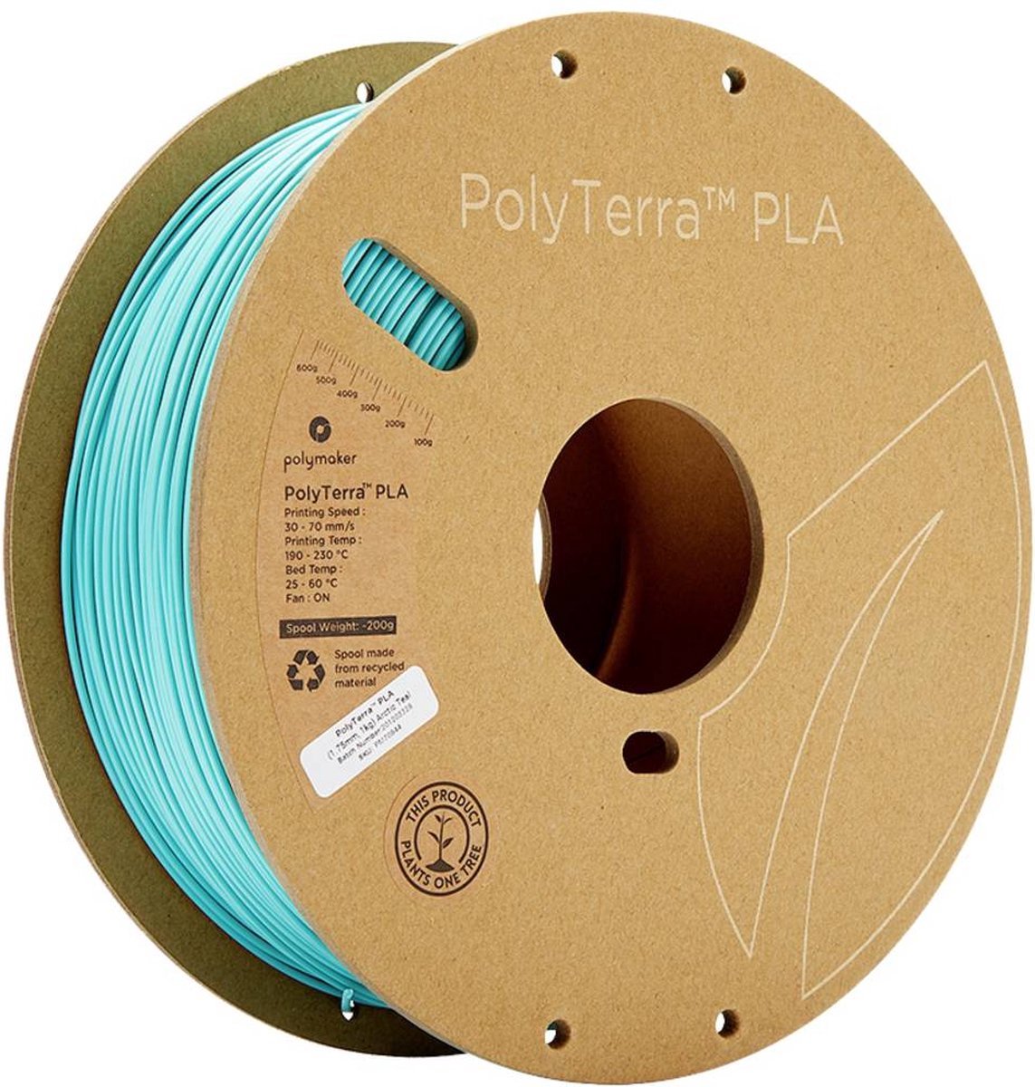 Polymaker 70844 PolyTerra PLA Filament PLA kunststof Gering kunststofgehalte 1.75 mm 1000 g Lichtblauw 1 stuk(s)