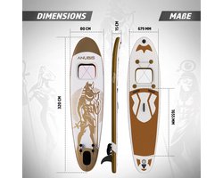 Physionics SUP Board - Stand Up Paddle - Complete Set - 320 cm - Goud