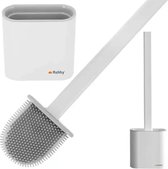 Brosse de toilette en silicone Ruhhy brosse de toilette blanche / grise avec support + autocollant suspendu gratuit
