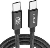 FlinQ 100W 2-pack Snellader Oplaadkabel - Snellader iPhone - Oplaadkabel Samsung - USB C - 2 meter - Zwart