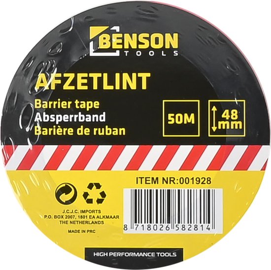 Benson Afzetlint - 48 mm x 50 meter - Rood en Wit - Benson