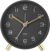 Karlsson Wekker Lofty - Metaal mat Zwart - Ø11cm - Scandinavisch - Wekker voor slaapkamer - Wekkers