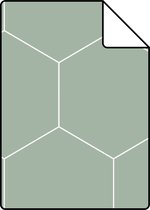 Proefstaal ESTAhome behangpapier hexagon vergrijsd groen en wit - 139227 - 26,5 x 21 cm