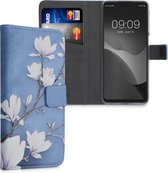 kwmobile telefoonhoesje voor Motorola Moto G51 5G - Hoesje met pasjeshouder in taupe / wit / blauwgrijs - Magnolia design