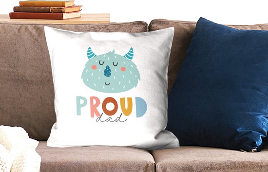 Coussins décoratifs - Oreillers Salon - 50x50 cm - Citations - Papa fier - Proverbes - Papa