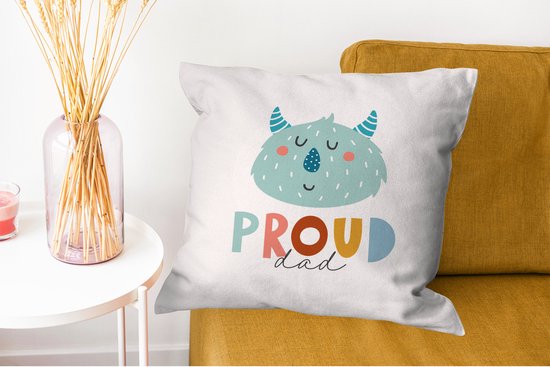 Coussins décoratifs - Oreillers Salon - 50x50 cm - Citations - Papa fier - Proverbes - Papa