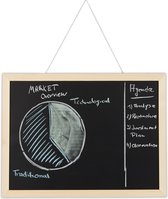 Relaxdays 1x krijtbord met houten lijst - memobord - 30x40 cm - voor aan de muur - zwart