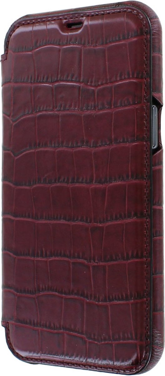 iPhone 12 Pro Max Bookcase hoesje - Graffi - Croco Bordeaux (Croco) - Leer