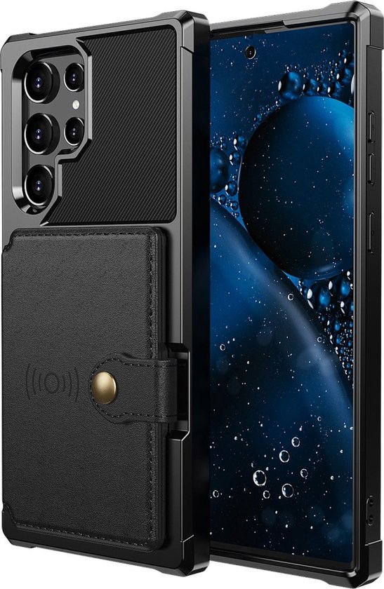 Cazy Samsung Galaxy S22 Ultra hoesje - Hybrid Case met magnetische  kaarthouder - Zwart | bol