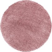 Rond Hoogpolig Tapijt Fluffy In De Kleur Roze