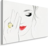 Schilderij - Een delicaat vrouwengezicht, Premium Print