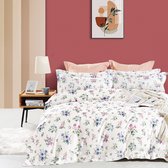 Morning Vibes Flowers  –  Dekbedovertrek 1 persoons Bloem Wit  –  Twill Satijn 140x245 Katoen Satijn – Dekbedhoes – Dekbedovertrekken – Bedtextiel