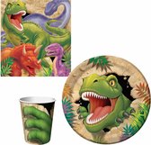 Kinderfeestje Dinosaurussen thema tafel dekken eetset voor 8x kinderen - bordjes/bekers/servetten
