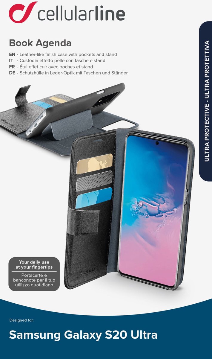Cellularline BOOKAGENDGALS11PLK Case Samsung Galaxy S20 Ultra 5G Zwart