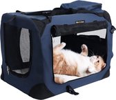 Hondenbox, transportbox voor auto, hondentransportbox, opvouwbare kattenbox van Oxford-weefsel, blauw, blauw HMPDC50Z
