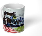 Mok - Koffiemok - Een illustratie van een raceauto uit de Formule 1 - Mokken - 350 ML - Beker - Koffiemokken - Theemok