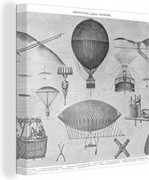 Canvas Schilderij Illustratie met de onderdelen van een luchtballon - 50x50 cm - Wanddecoratie