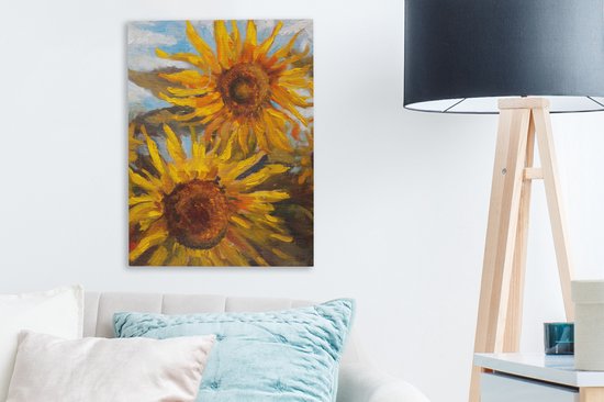 Tableau Toile Tournesols - Peinture - Couleurs - 30x40 cm - Décoration murale