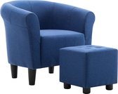 Furnibella – Fauteuilset met Hocker 2-delig Stof Blauw Loungestoel Kuipstoel Stoelen