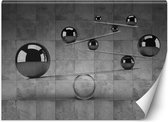 Trend24 - Behang - 3D Gray Balls - Behangpapier - Fotobehang 3D - Behang Woonkamer - 350x245 cm - Incl. behanglijm