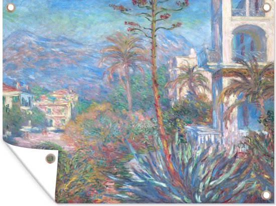 Tuinschilderij Villa's in Bordighera - Schilderij van Claude Monet - 80x60 cm - Tuinposter - Tuindoek - Buitenposter