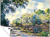 Tuinposter - Tuindoek - Tuinposters buiten - Gedeelte van de Seine, nabij Giverny - Schilderij van Claude Monet - 120x90 cm - Tuin