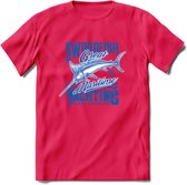 Fishing - Vissen T-Shirt | Grappig Verjaardag Vis Hobby Cadeau Shirt | Dames - Heren - Unisex | Tshirt Hengelsport Kleding Kado - Roze - XXL