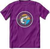 Vissen T-Shirt | Grappig Verjaardag Vis Hobby Cadeau Shirt | Dames - Heren - Unisex | Tshirt Hengelsport Kleding Kado - Paars - XL