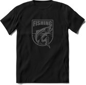 Fishing - Vissen T-Shirt | Grappig Verjaardag Vis Hobby Cadeau Shirt | Dames - Heren - Unisex | Tshirt Hengelsport Kleding Kado - Zwart - M