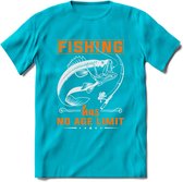 Fishing Has No Age Limit - Vissen T-Shirt | Oranje | Grappig Verjaardag Vis Hobby Cadeau Shirt | Dames - Heren - Unisex | Tshirt Hengelsport Kleding Kado - Blauw - XXL