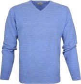 William Lockie - Pullover Lamswol V Surf Mid Blue - Heren - Maat XL - Regular-fit